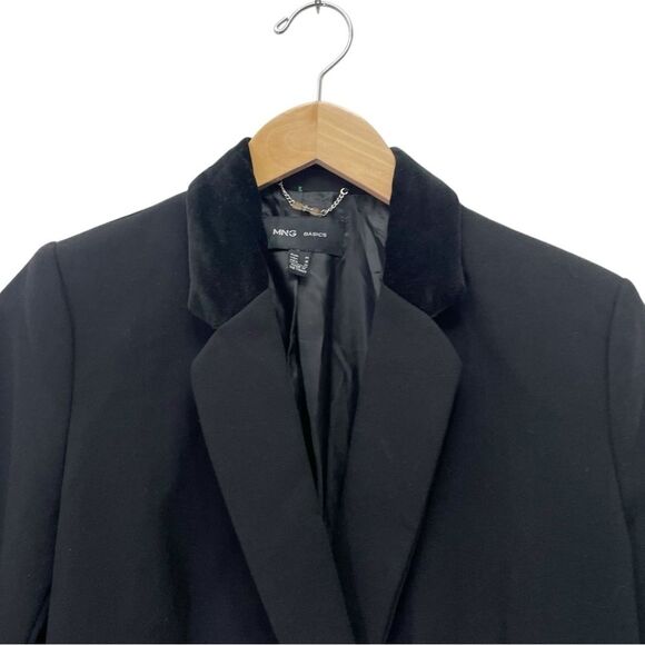Mango MNG Double Breasted Tailored Velvet Collar Blazer Jacket Black Size Small - Picture 9 of 14